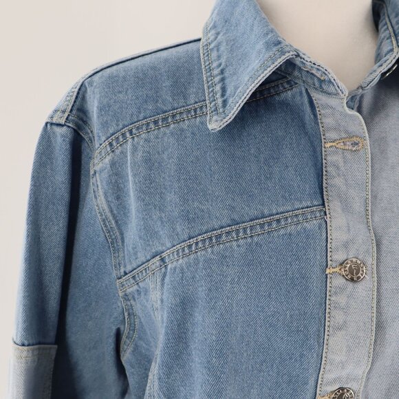 Hustle N Holla Felicity Denim Shacket Women Blue Y2K Casual Trendy Oversized NWT - Picture 14 of 15